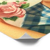 かわいいレトロガールと子猫 ポスター (角)