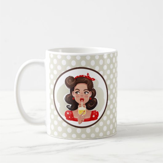 かわいいレトロガールカクテルマグ コーヒーマグカップ (左)