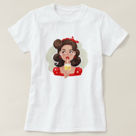 かわいいレトロガールカクテルTシャツ Tシャツ