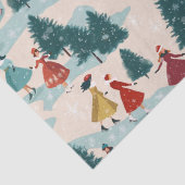 かわいいレトロガールズアイススケートで滑る 薄葉紙 (詳細)