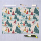 かわいいレトロガールズアイススケートで滑る 薄葉紙 (クラフト)