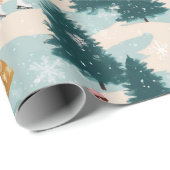 かわいいレトロガールズスケートで滑る ラッピングペーパー (ロールコーナー)