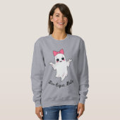 かわいいレトロガール幽霊とピンクヘアボウ スウェットシャツ (正面フル)