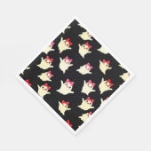 かわいいレトロガール幽霊とピンクヘアボウ スタンダードランチョンナプキン (角)