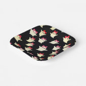 かわいいレトロガール幽霊とピンクヘアボウ ペーパープレート (傾斜あり)