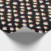 かわいいレトロガール幽霊とピンクヘアボウ ラッピングペーパー (角)