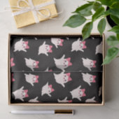 かわいいレトロガール幽霊とピンクヘアボウ 薄葉紙 (ギフト)