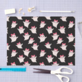 かわいいレトロガール幽霊とピンクヘアボウ 薄葉紙 (クラフト)