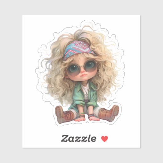 かわいいレトロガール シール (シート)