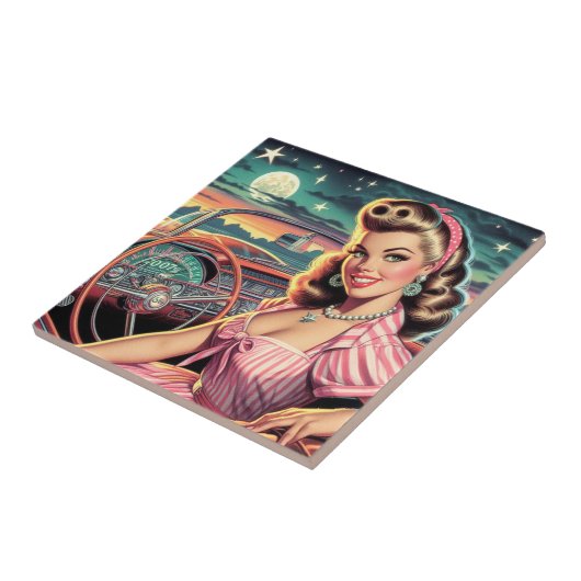 かわいいレトロガール タイル (側面)