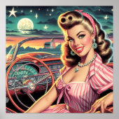 かわいいレトロガール ポスター (正面)