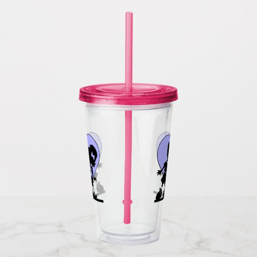 かわいいレトロキスをするイラストレーション アクリルタンブラー (右)