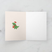 かわいいレトロキッズTレックスクリスマス カード (内部)