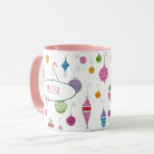 かわいいレトロクリスマスオーナメントパーソナライズされたマグカップ マグカップ (正面左)