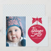 かわいいレトロクリスマスオーナメントフォトカード シーズンカード (正面/裏面)