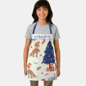 かわいいレトロクリスマスキツネキッズパーソナライズされた エプロン (インサイチュ)