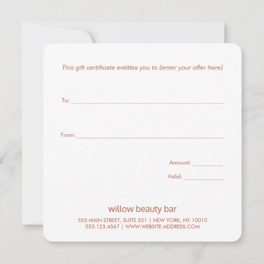 かわいいレトロクリスマスギフト券 (裏面)