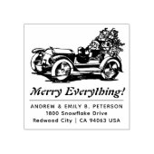 かわいいレトロクリスマスサンタカーリターンアドレス ラバースタンプ (インプリント)