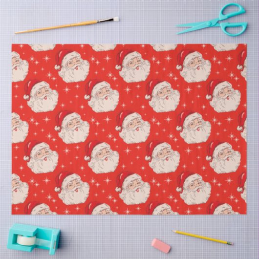 かわいいレトロクリスマスサンタデクページ 薄葉紙 (クラフト)