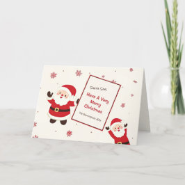 かわいいレトロクリスマスサンタフォールドホリデーカード シーズンカード