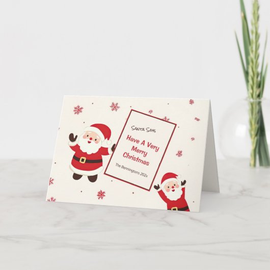 かわいいレトロクリスマスサンタフォールドホリデーカード シーズンカード (正面)