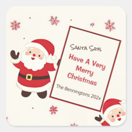 かわいいレトロクリスマスサンタ スクエアシール