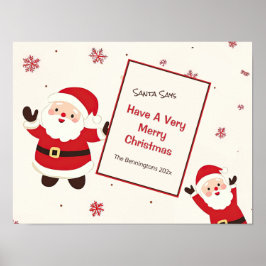 かわいいレトロクリスマスサンタ ポスター