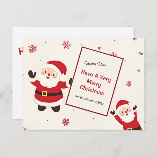 かわいいレトロクリスマスサンタ ポストカード (正面/裏面)