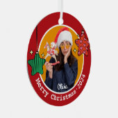 かわいいレトロクリスマススターカスタムの画像 メタルオーナメント (正面右)