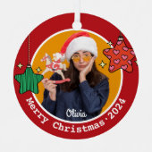 かわいいレトロクリスマススターカスタムの画像 メタルオーナメント (正面)