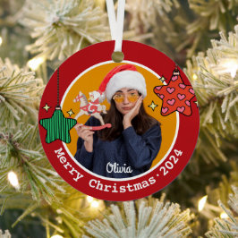 かわいいレトロクリスマススターカスタムの画像 メタルオーナメント