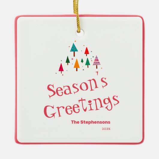 かわいいレトロクリスマスツリーオーナメント セラミックオーナメント (正面)