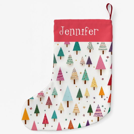 かわいいレトロクリスマスツリーズクリスマスストッキング スモールクリスマスストッキング (裏面)