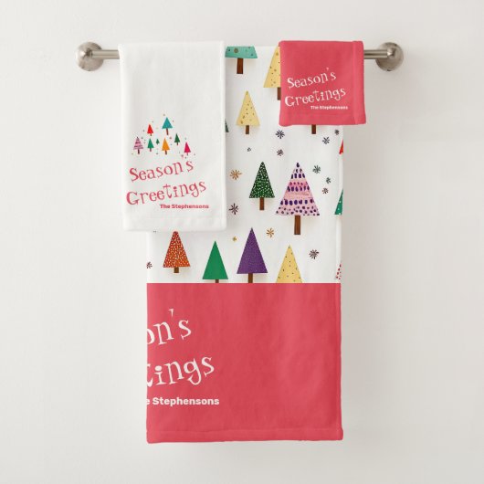かわいいレトロクリスマスツリーズタオルセット バスタオルセット (インサイチュ)