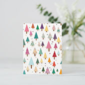 かわいいレトロクリスマスツリーズホリデーハガキ シーズンポストカード (スタンド正面)