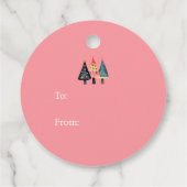 かわいいレトロクリスマスツリーピンクホリデイ フェイバータグ (裏面)