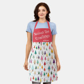 かわいいレトロクリスマスツリー エプロン (着用した状態)