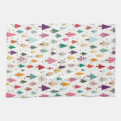 かわいいレトロクリスマスツリー キッチンタオル (横)