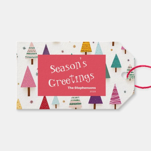 かわいいレトロクリスマスツリー ギフトタグ (正面(横))