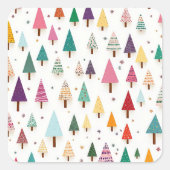 かわいいレトロクリスマスツリー スクエアシール (正面)