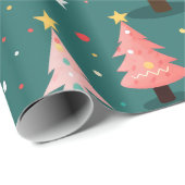 かわいいレトロクリスマスツリー ラッピングペーパー (ロールコーナー)