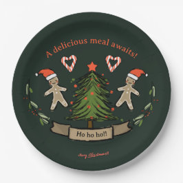 かわいいレトロクリスマスディナ図解入りの、写真付きのー ペーパープレート