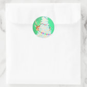 かわいいレトロクリスマスピークベビー鹿 ラウンドシール (バッグ)