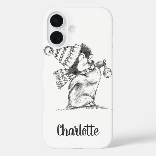 かわいいレトロクリスマスペンギンの帽子とマフラー Case-Mate iPhoneケース (裏面)