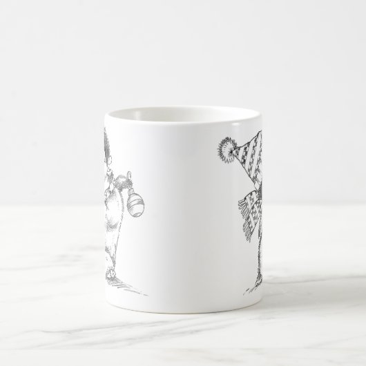 かわいいレトロクリスマスペンギン帽子とスカーフ コーヒーマグカップ (中央)