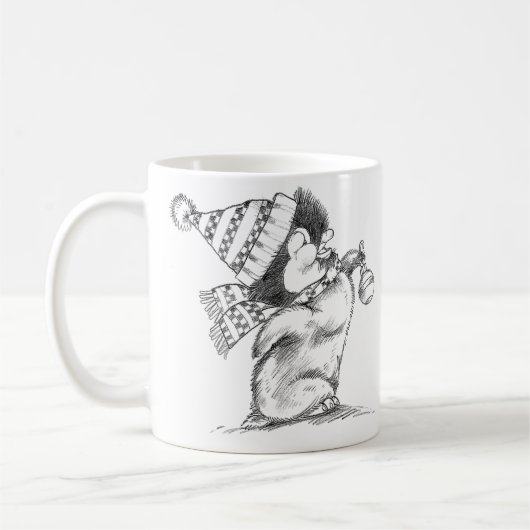 かわいいレトロクリスマスペンギン帽子とスカーフ コーヒーマグカップ (左)