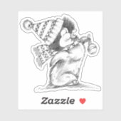 かわいいレトロクリスマスペンギン帽子とスカーフ シール (シート)