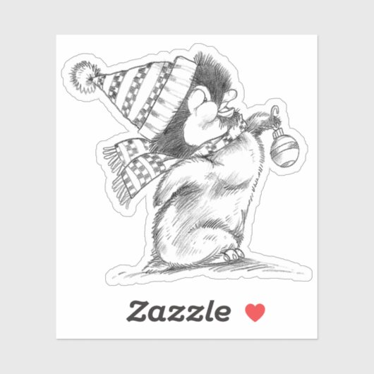 かわいいレトロクリスマスペンギン帽子とスカーフ シール (シート)