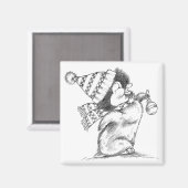 かわいいレトロクリスマスペンギン帽子とスカーフ マグネット (正面/裏面)