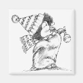 かわいいレトロクリスマスペンギン帽子とスカーフ マグネット (正面)